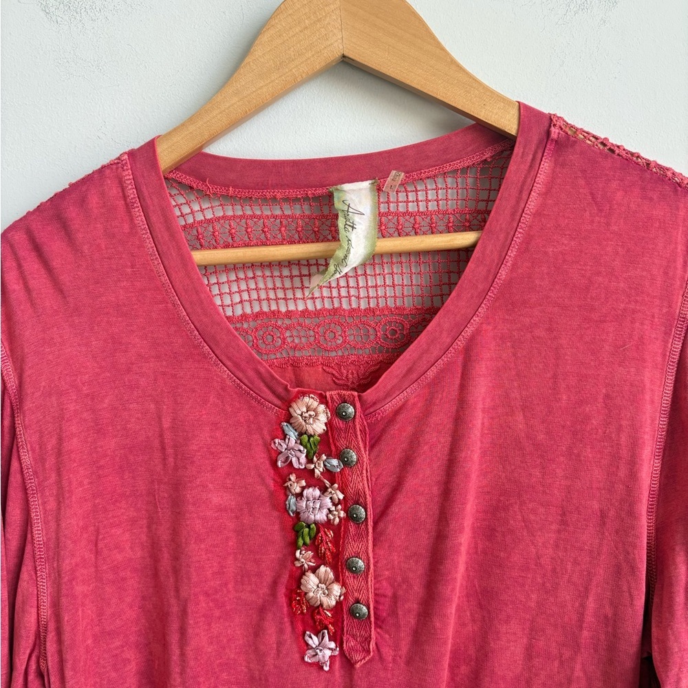 Aratta Silent Journey Boho Embroidered Henley Tunic - Picture 3 of 8